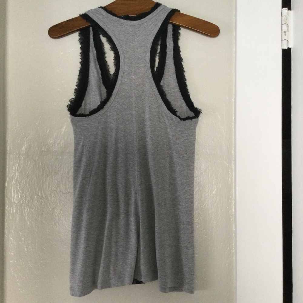 🚩Gray Lace-Trim Racerback Tank Top - Picture 2 of 7